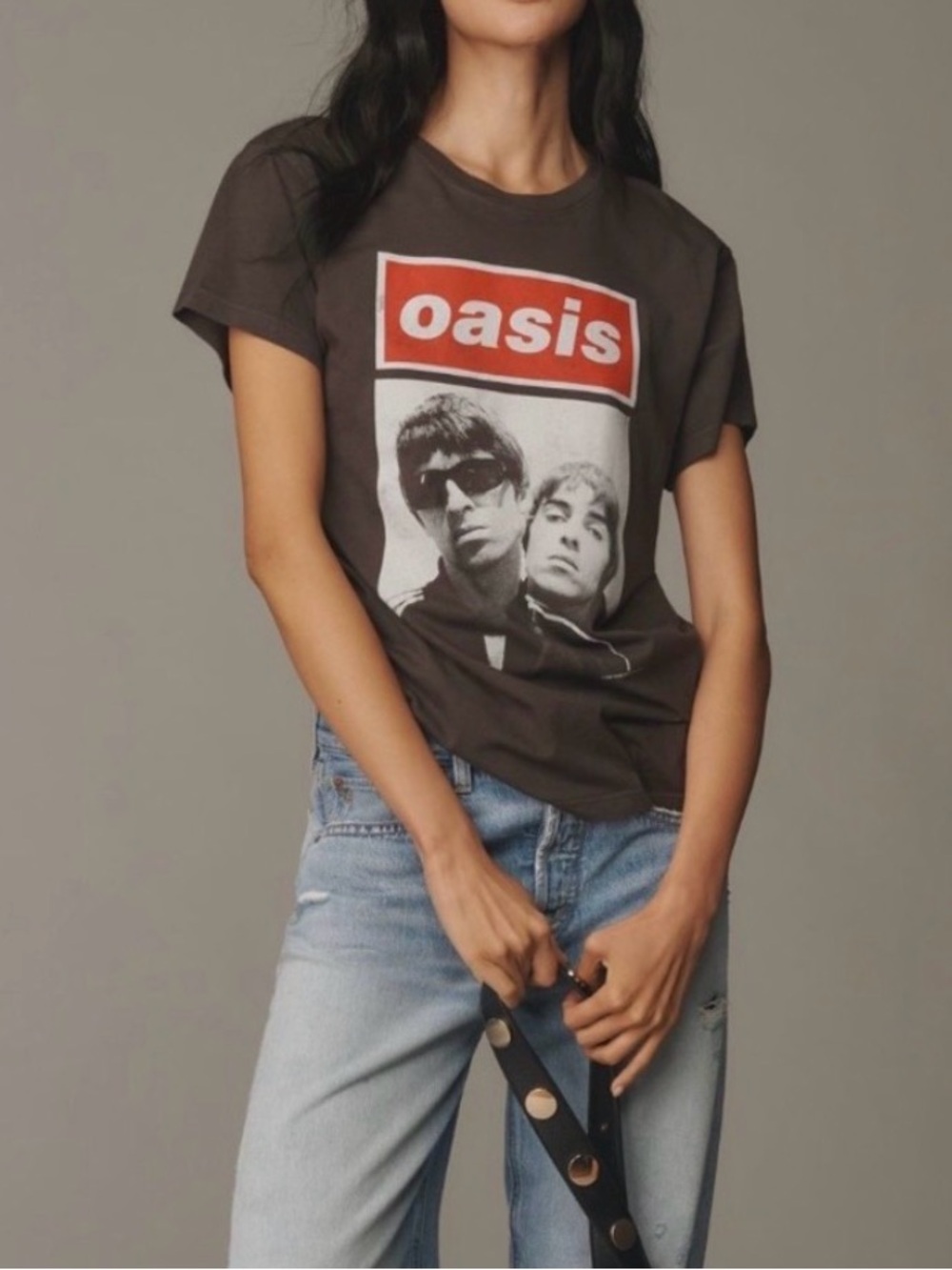 NWT Anthropologie Let Luv Oasis liam & noel merch tee T shirt in black XL